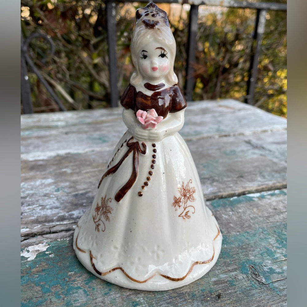 Vintage ceramic girl in dress bell
